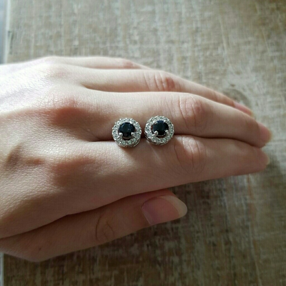 ⚡SOLD⚡Natural Sapphire SS Stud Earrings - Picture 4 of 4